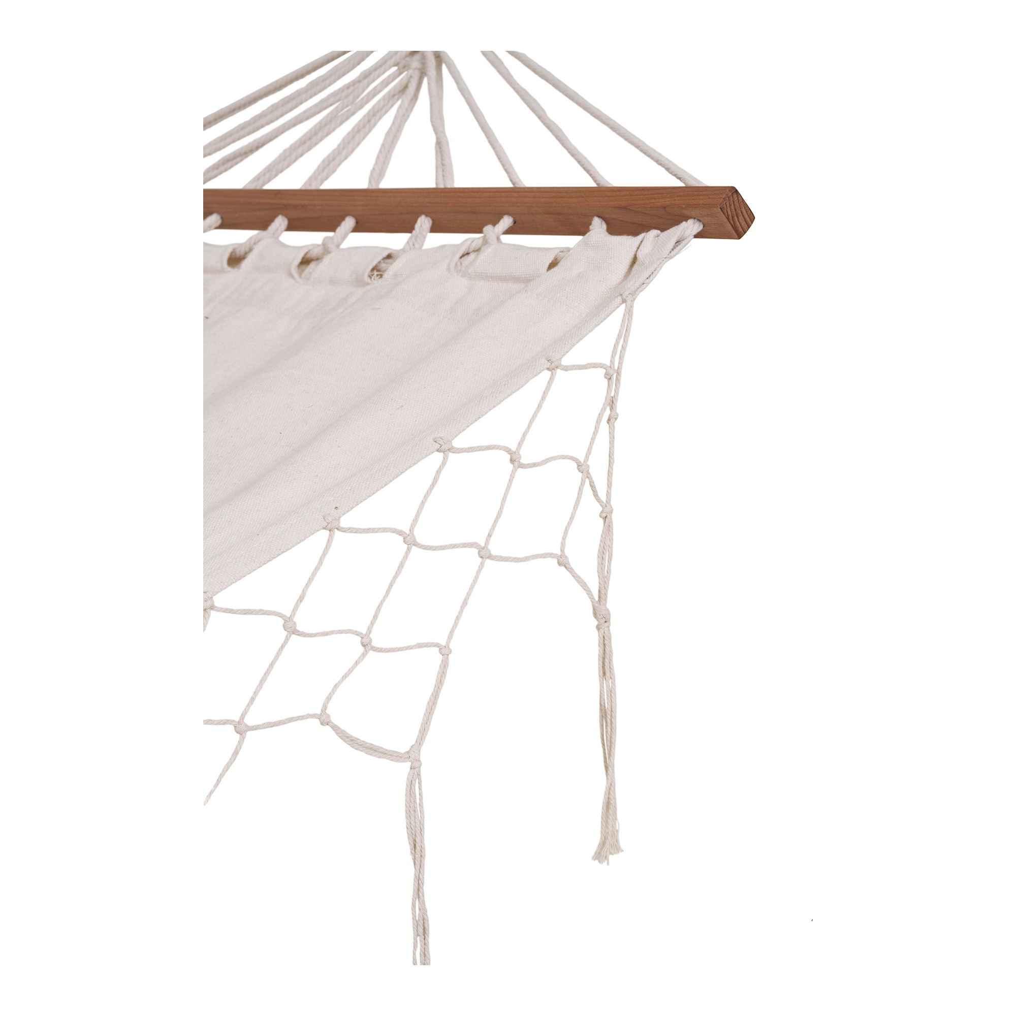 Edessa – Hängematte aus Baumwollmischung mit Holzstab, Off-White, 200 × 80 cm